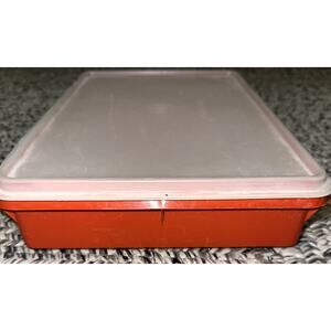 Vintage TUPPERWARE 290-2 Rectangular Container w/ Lid Paprika 13" x 9" x 2.5”